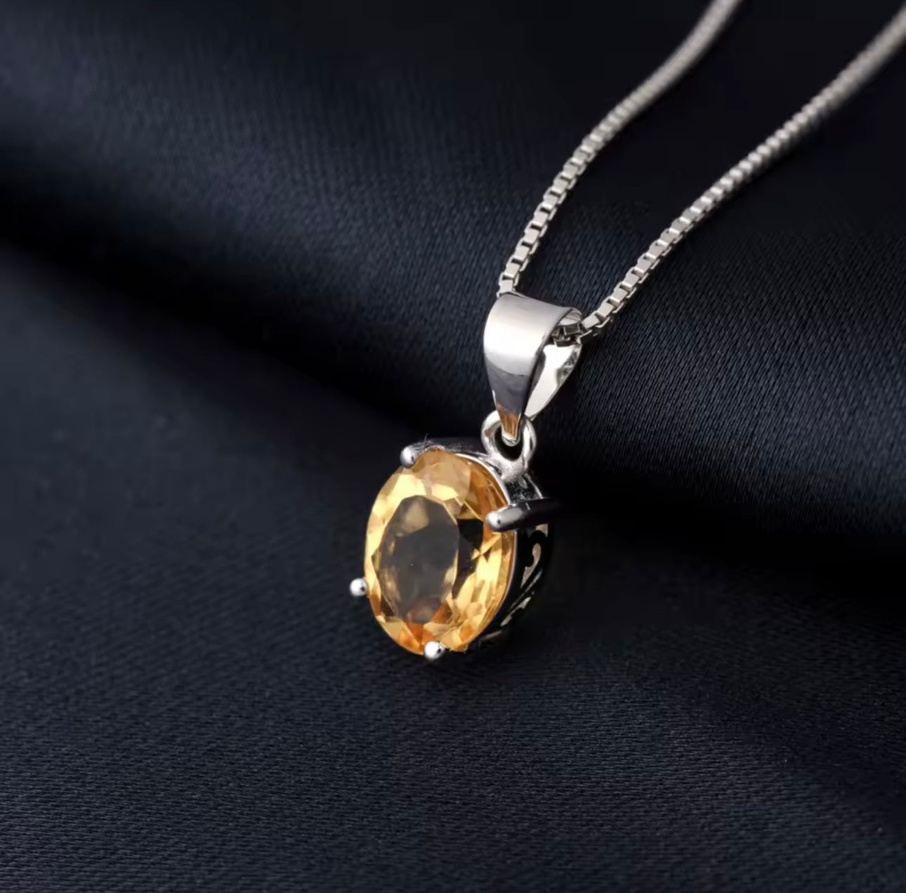 Citrine Necklace - 925 Sterling Silver Citrine Necklace