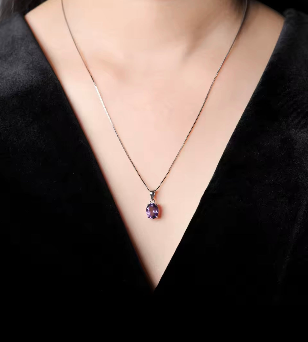 Amethyst Necklace - 925 Sterling Silver Amethyst Necklace